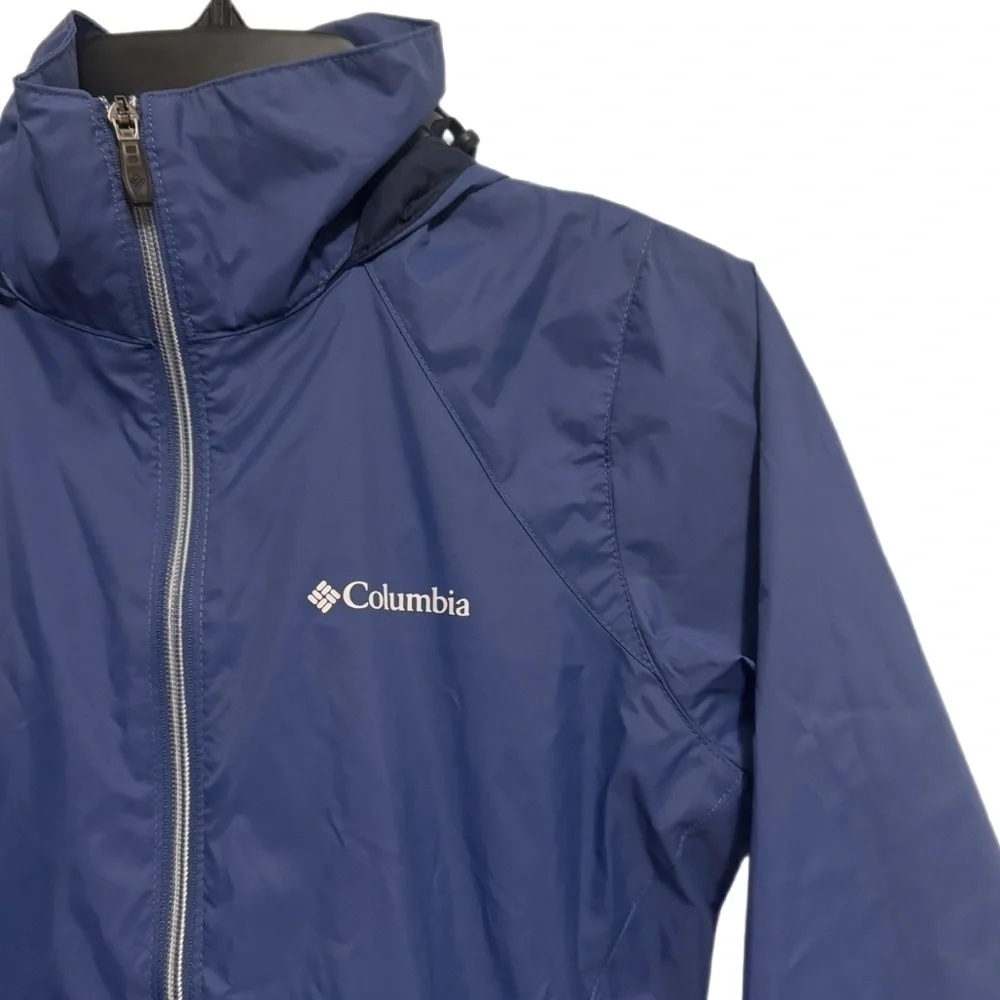 Columbia Switchback III Rain Jacket Blue Full Zip Hooded Pockets size xs NWT